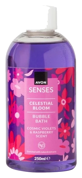 Spumant de baie Celestial Bloom 250 ml – parfum violetă și zmeură, relaxare și spumă bogată